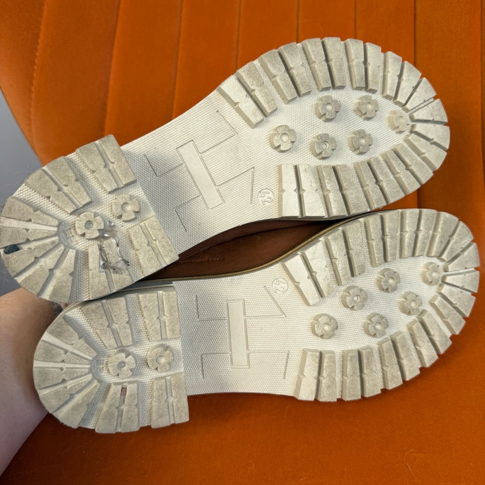 Salvia Brown Leather Slide Mules with Contrasting White Lug Sole - Picture 4 of 6